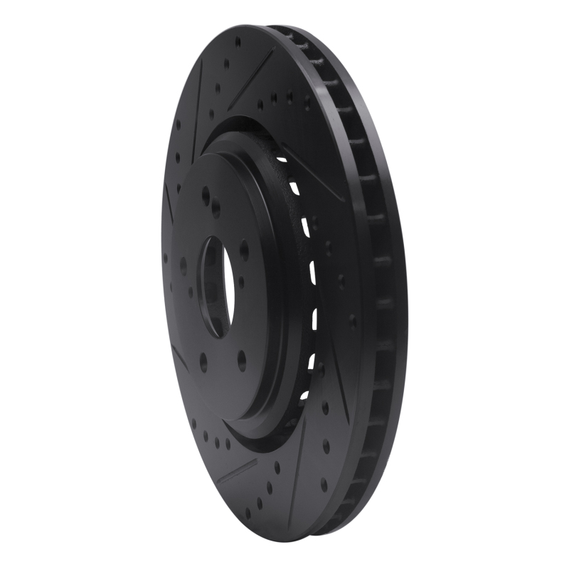 Acura TLX Brake Rotor (1) - Front Left - R1 Concepts - Drilled & Slotted - Black - `14-`20